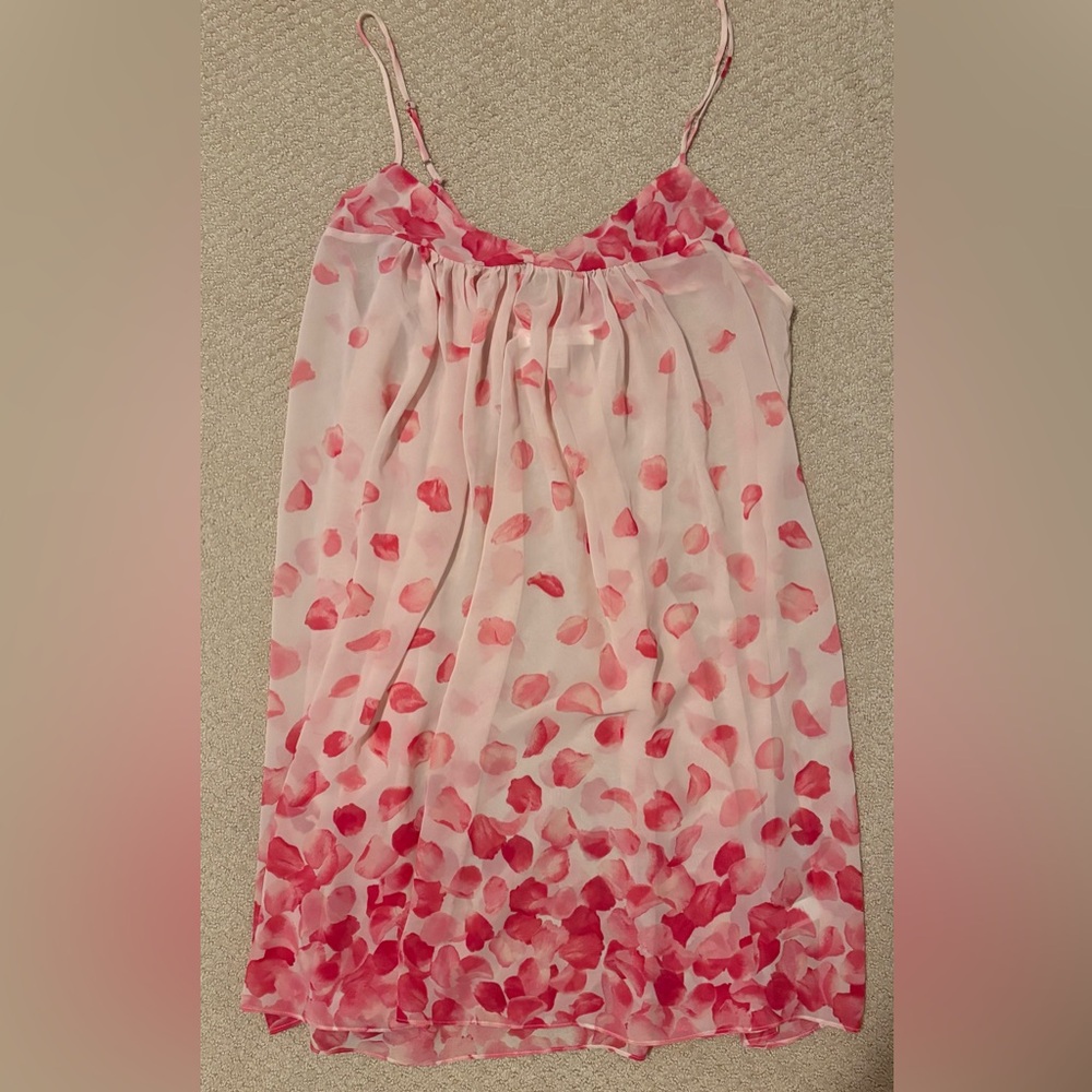 Oscar de la Renta Pink Label Floral Chiffon Sleep Chemise Nightgown Size L